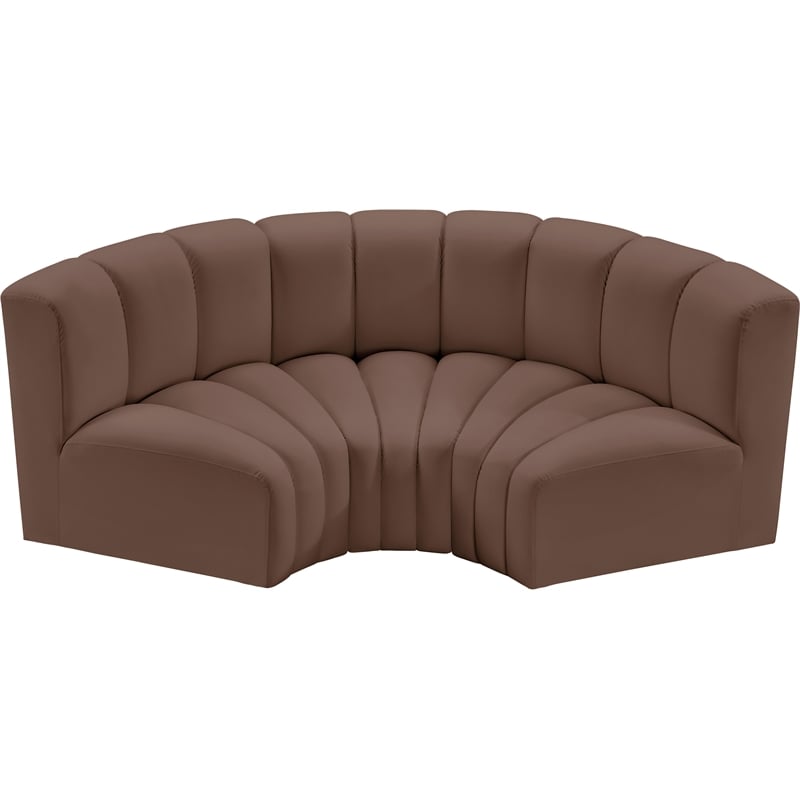 Meridian Furniture Arc Brown Vegan Leather Modular Sectional