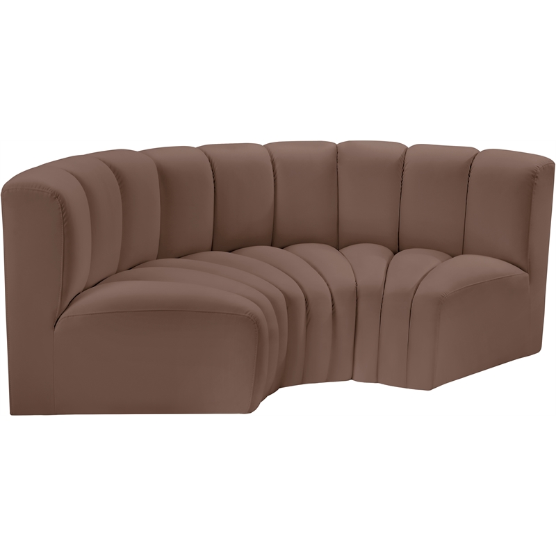 Meridian Furniture Arc Brown Vegan Leather Modular Sectional