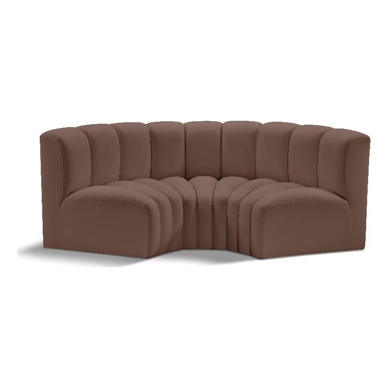 Meridian Furniture Arc Brown Vegan Leather Modular Sectional