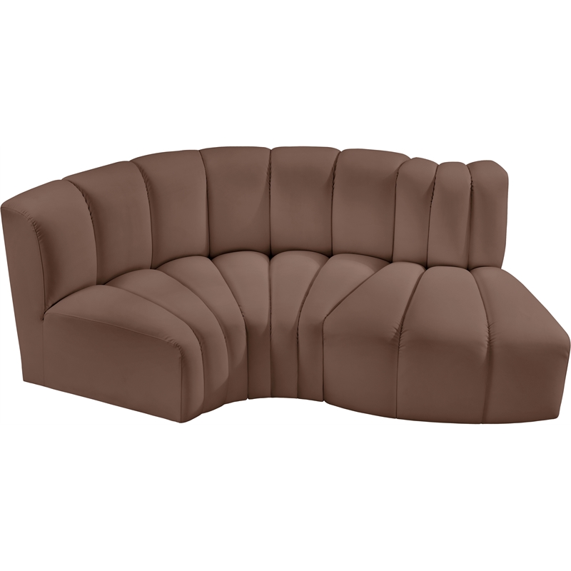 Meridian Furniture Arc Brown Vegan Leather Modular Sectional