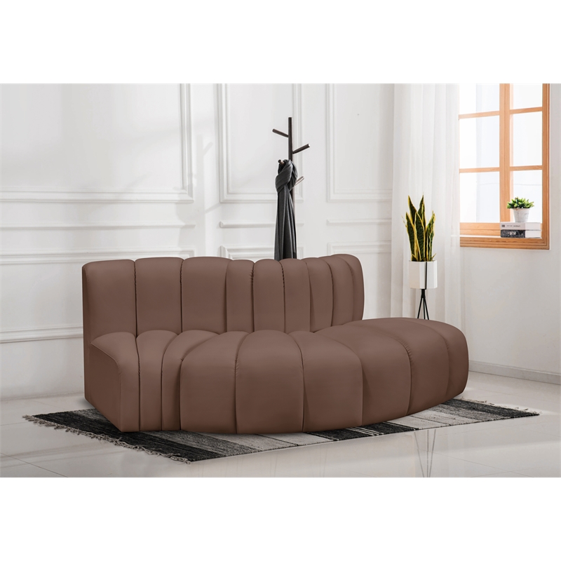 meridian furniture arc brown vegan leather modular sectional
