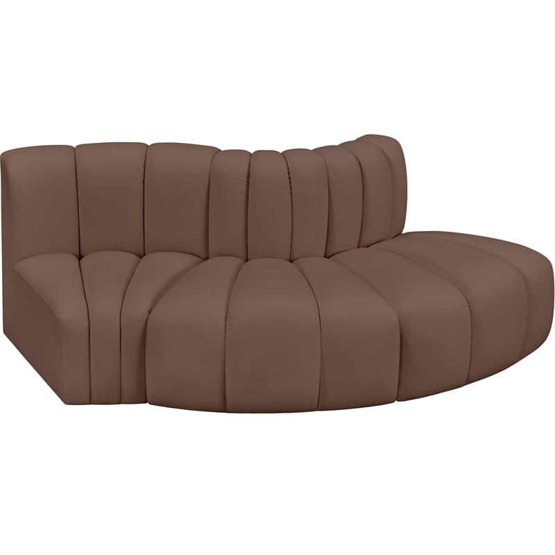 meridian furniture arc brown vegan leather modular sectional