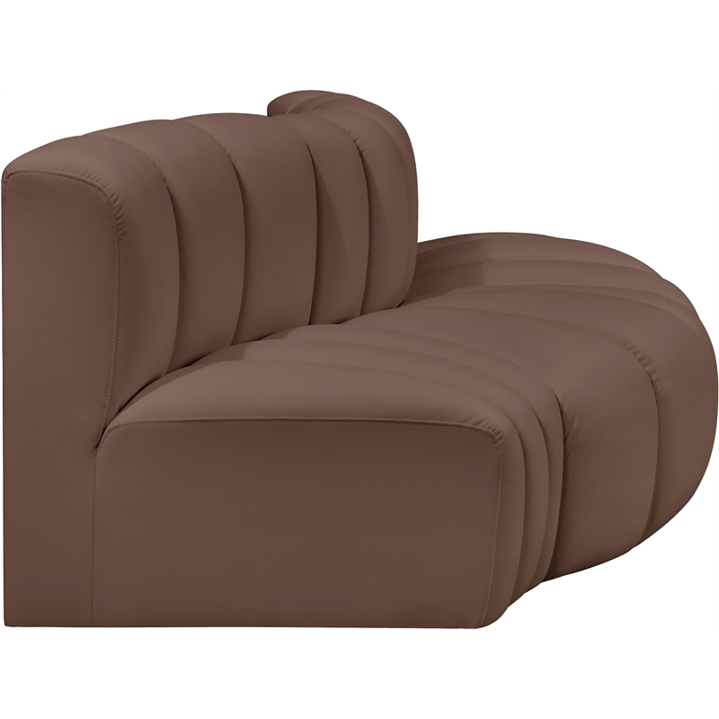 meridian furniture arc brown vegan leather modular sectional
