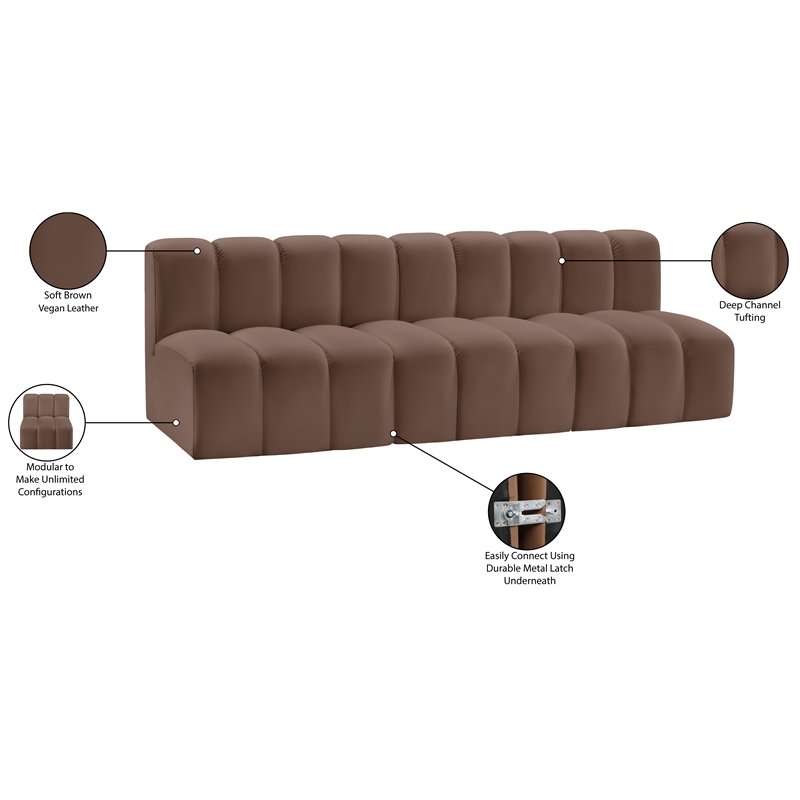 Meridian Furniture Arc Brown Vegan Leather Modular Sectional