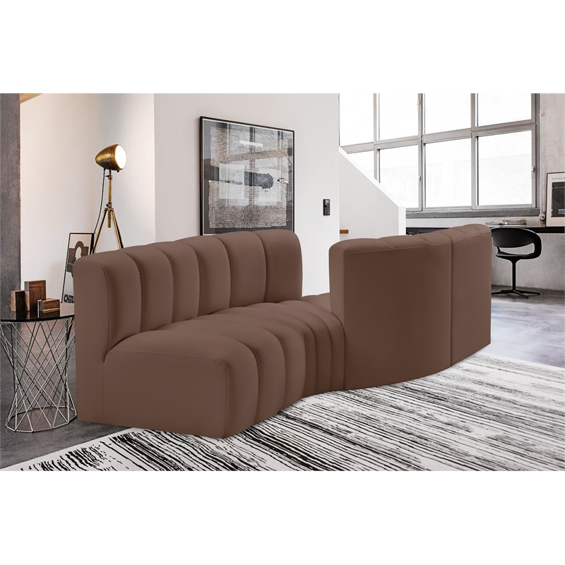 Meridian Furniture Arc Brown Vegan Leather Modular Sectional