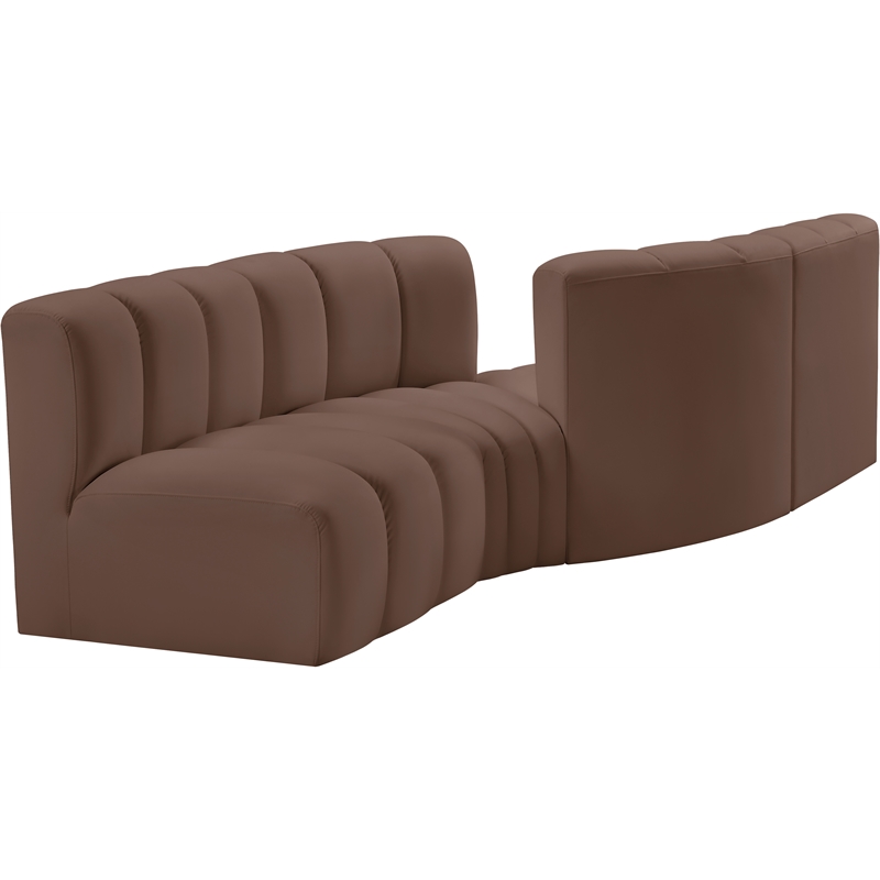 Meridian Furniture Arc Brown Vegan Leather Modular Sectional