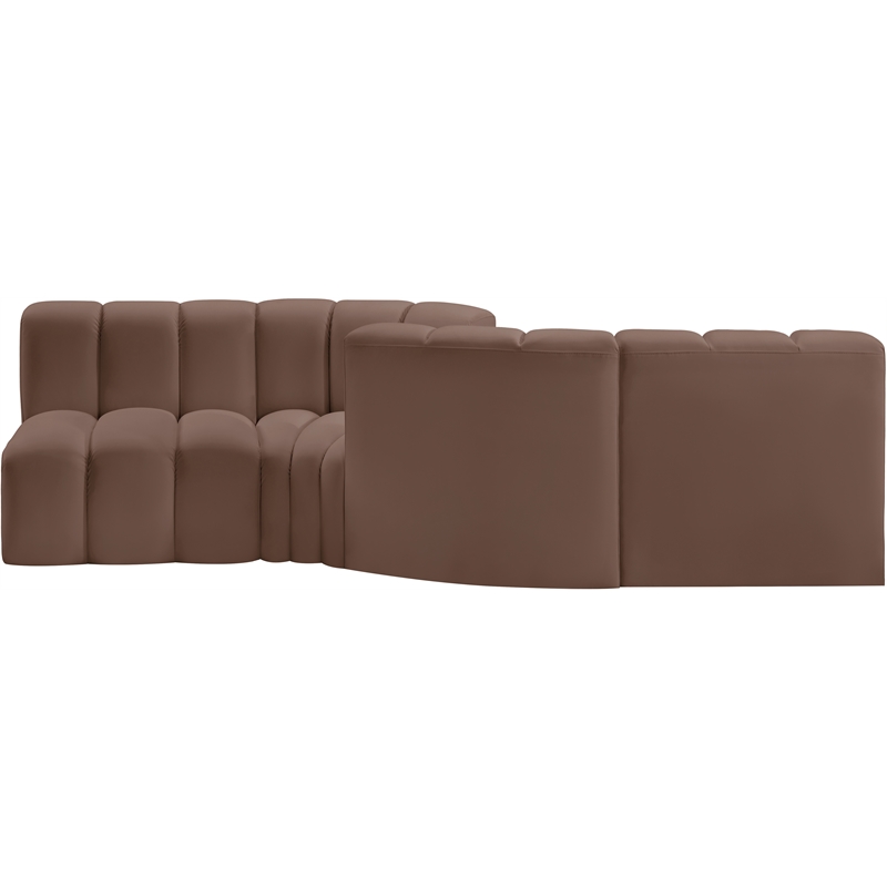 Meridian Furniture Arc Brown Vegan Leather Modular Sectional