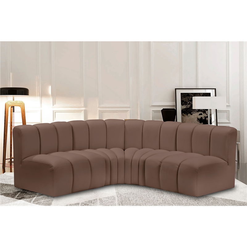 Meridian Furniture Arc Brown Vegan Leather Modular Sectional