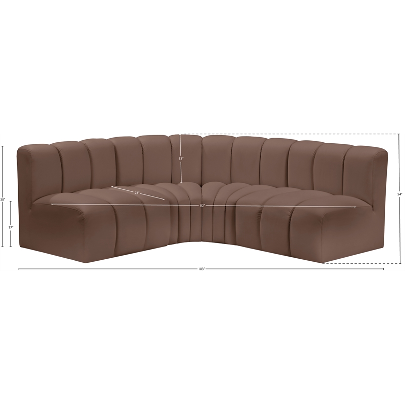 Meridian Furniture Arc Brown Vegan Leather Modular Sectional