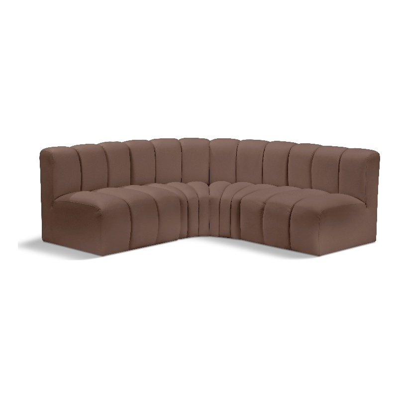 Meridian Furniture Arc Brown Vegan Leather Modular Sectional