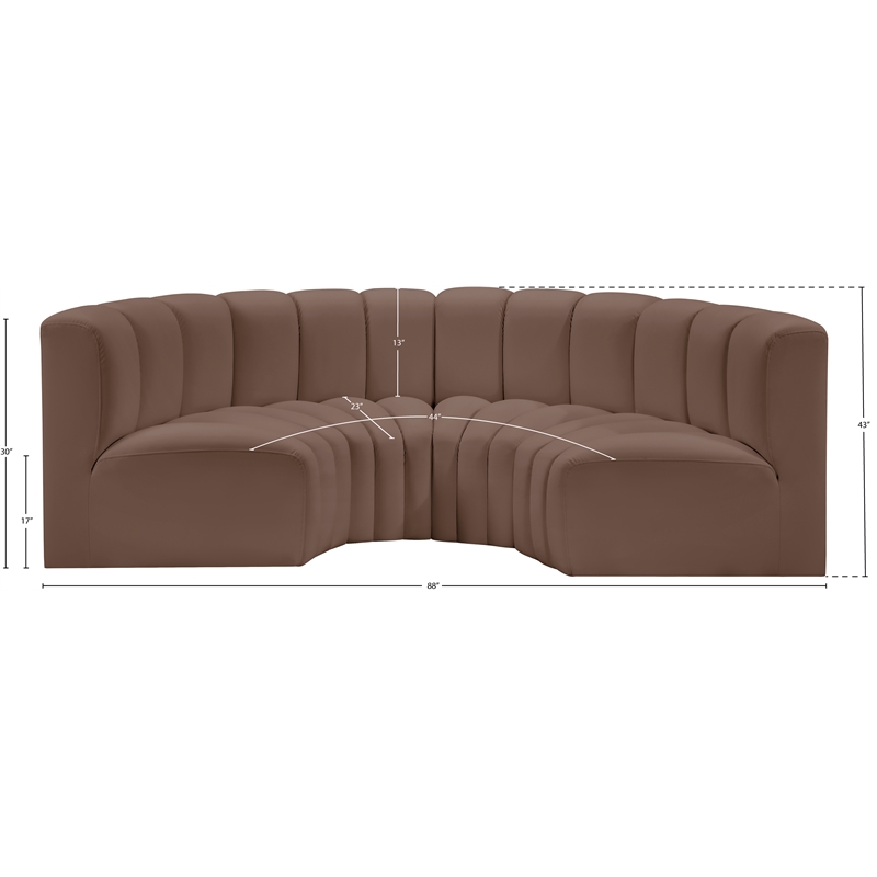 Meridian Furniture Arc Brown Vegan Leather Modular Sectional