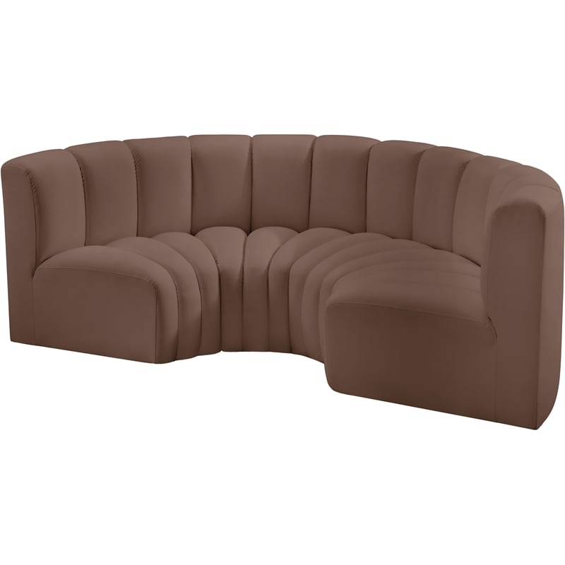 Meridian Furniture Arc Brown Vegan Leather Modular Sectional