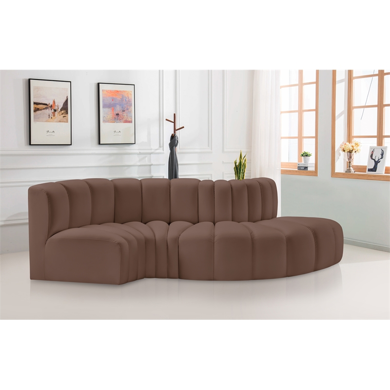 Meridian Furniture Arc Brown Vegan Leather Modular Sectional