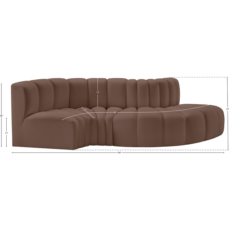 Meridian Furniture Arc Brown Vegan Leather Modular Sectional