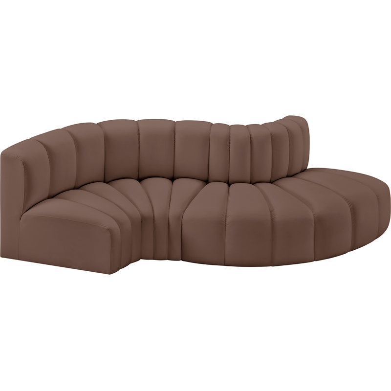 Meridian Furniture Arc Brown Vegan Leather Modular Sectional
