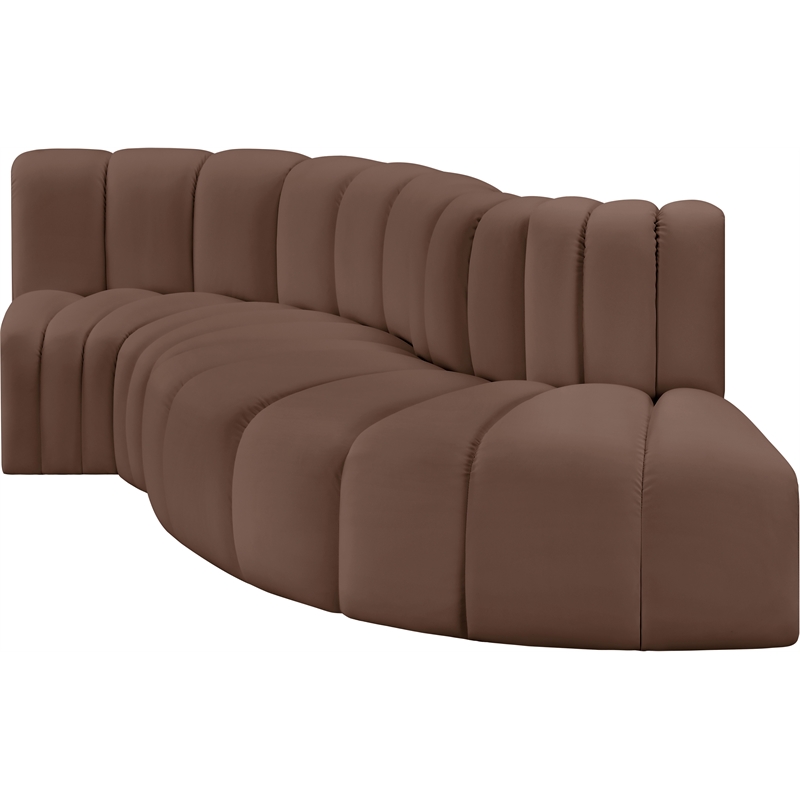Meridian Furniture Arc Brown Vegan Leather Modular Sectional
