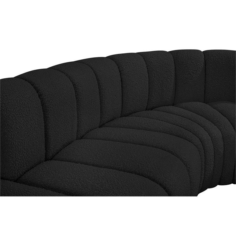 Meridian Furniture Arc Black Boucle Fabric Modular Sectional