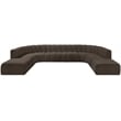Meridian Furniture Arc Brown Boucle Fabric Modular Sectional