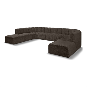 Meridian Furniture Arc Brown Boucle Fabric Modular Sectional