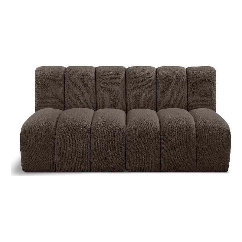 Meridian Furniture Arc Brown Boucle Fabric Modular Sectional
