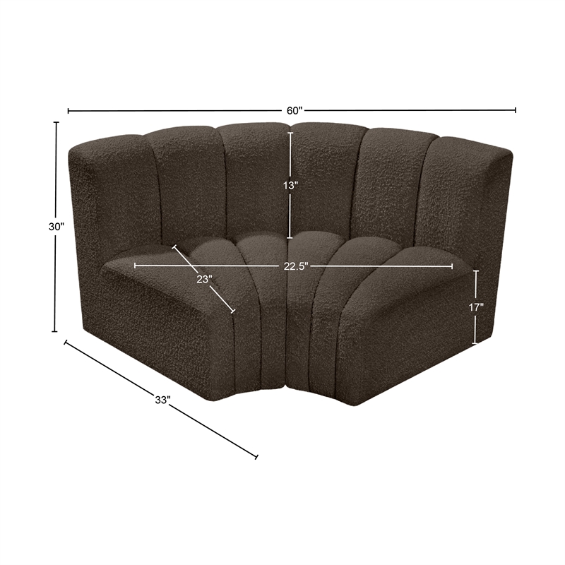 Meridian Furniture Arc Brown Boucle Fabric Modular Sectional