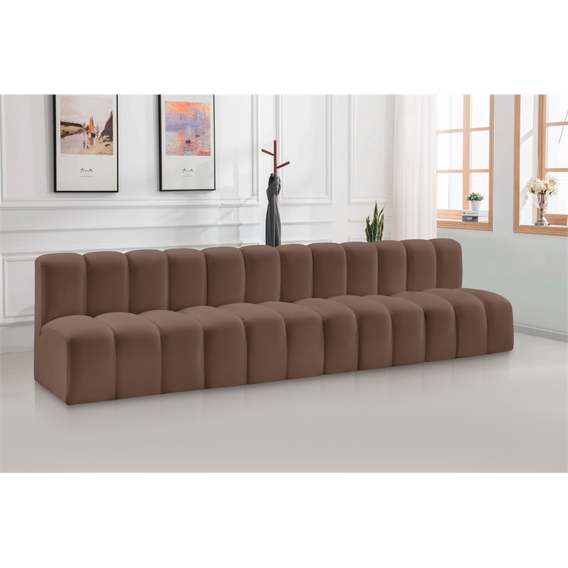 meridian furniture arc brown vegan leather modular sectional