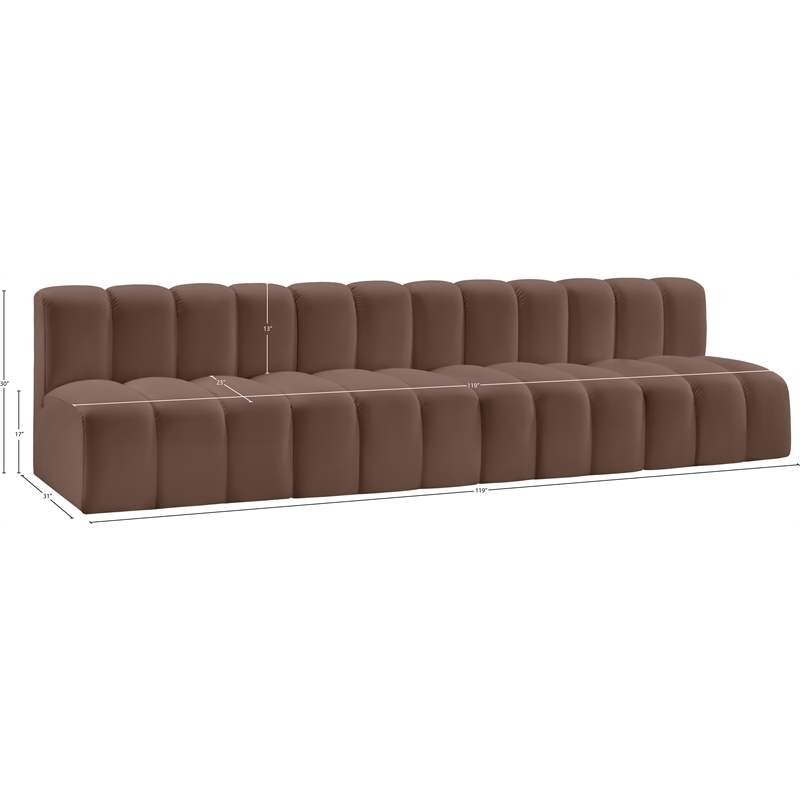 meridian furniture arc brown vegan leather modular sectional