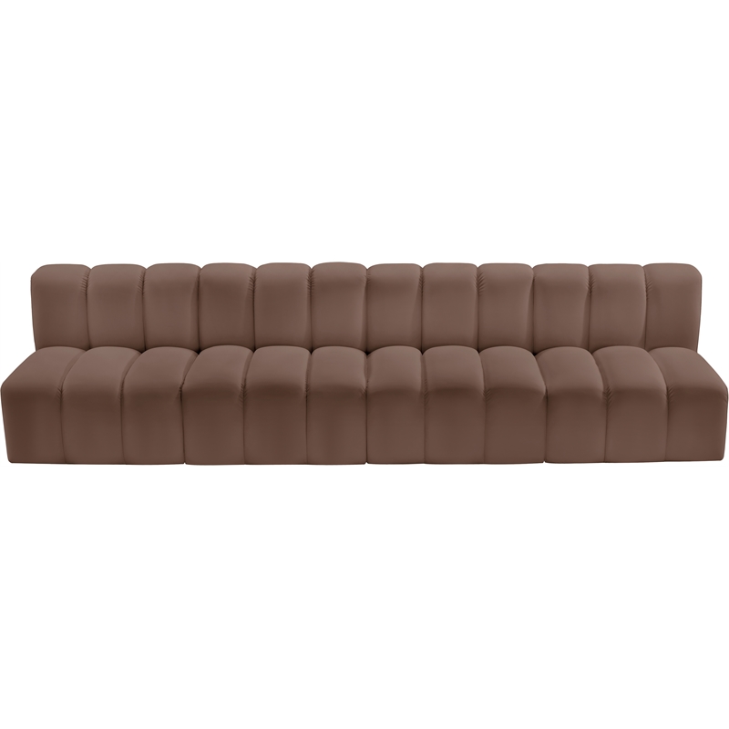 meridian furniture arc brown vegan leather modular sectional