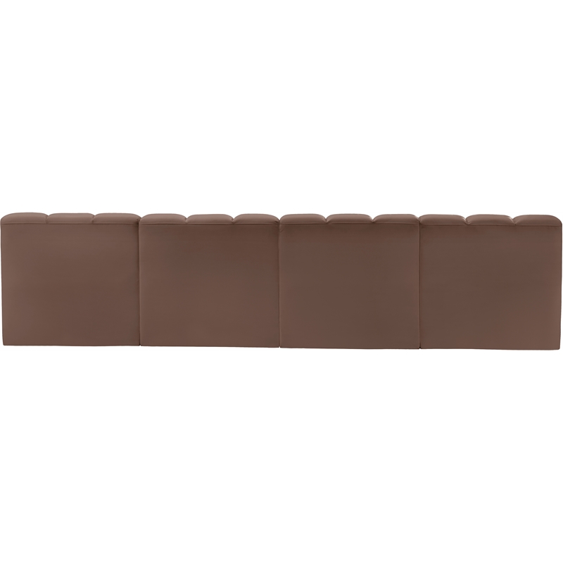 meridian furniture arc brown vegan leather modular sectional