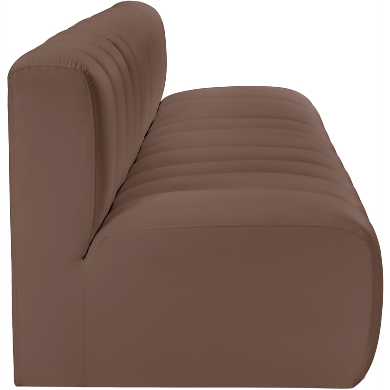 meridian furniture arc brown vegan leather modular sectional