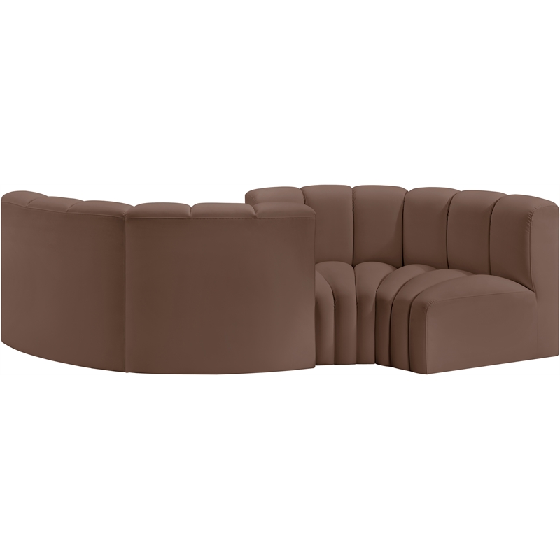 Meridian Furniture Arc Brown Vegan Leather Modular Sectional
