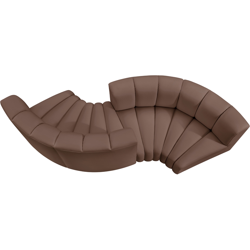 Meridian Furniture Arc Brown Vegan Leather Modular Sectional