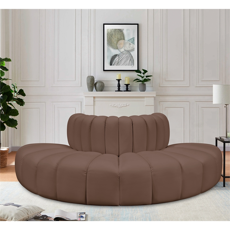 Meridian Furniture Arc Brown Vegan Leather Modular Sectional