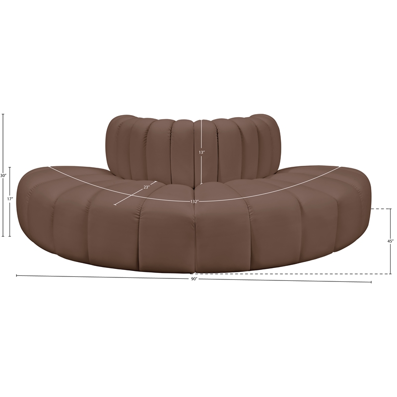Meridian Furniture Arc Brown Vegan Leather Modular Sectional