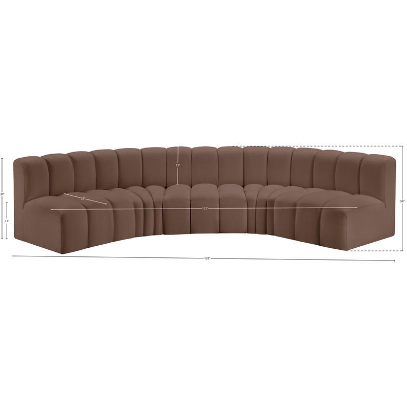 Meridian Furniture Arc Brown Vegan Leather Modular Sectional