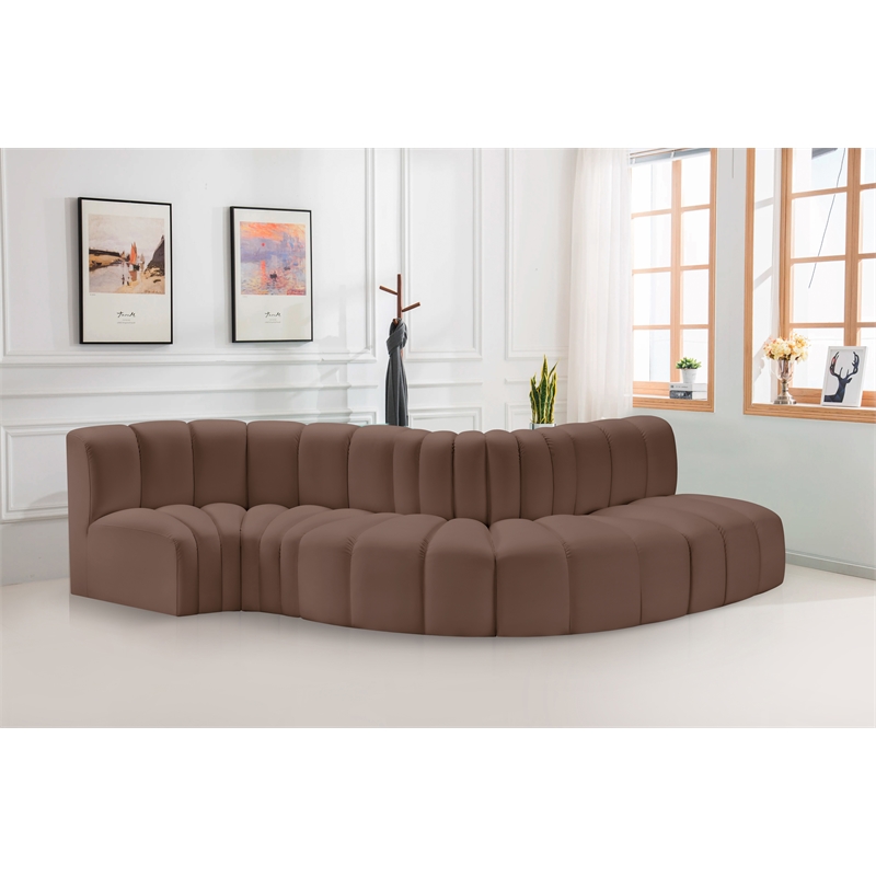 Meridian Furniture Arc Brown Vegan Leather Modular Sectional