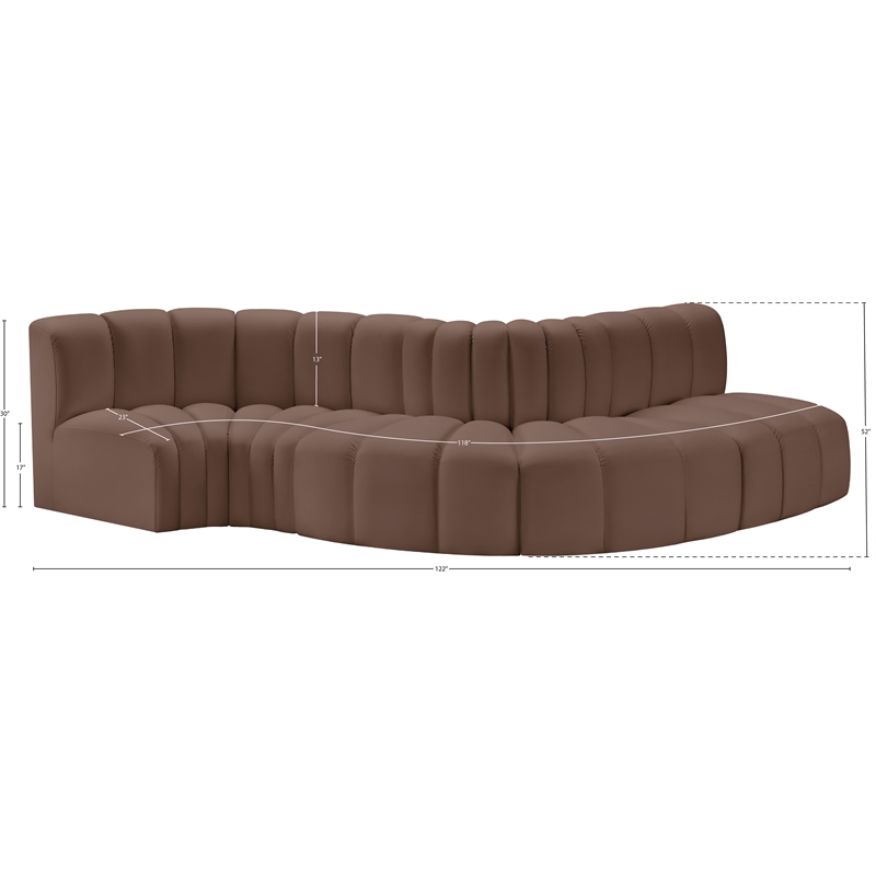Meridian Furniture Arc Brown Vegan Leather Modular Sectional