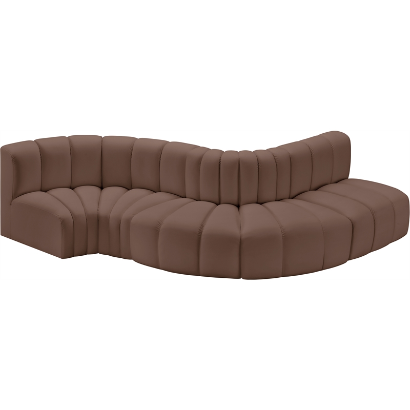 Meridian Furniture Arc Brown Vegan Leather Modular Sectional