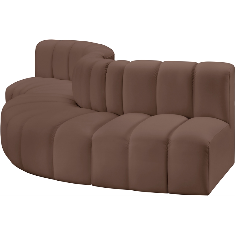 Meridian Furniture Arc Brown Vegan Leather Modular Sectional