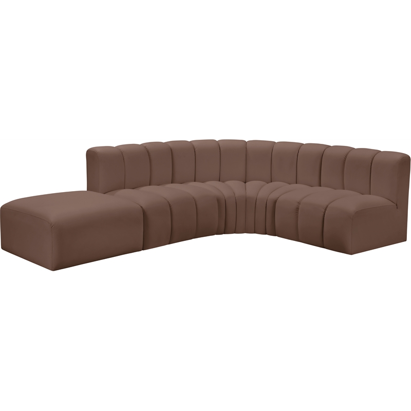 Meridian Furniture Arc Brown Vegan Leather Modular Sectional