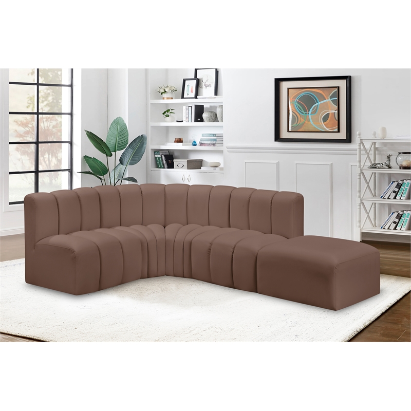 Meridian Furniture Arc Brown Vegan Leather Modular Sectional