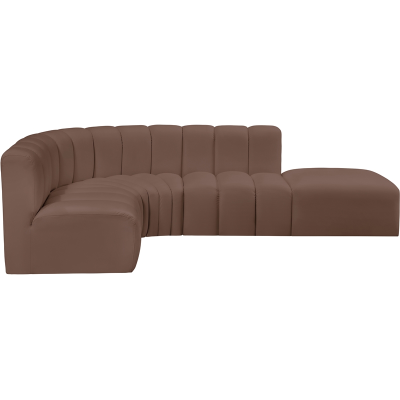 Meridian Furniture Arc Brown Vegan Leather Modular Sectional