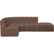 Meridian Furniture Arc Brown Vegan Leather Modular Sectional