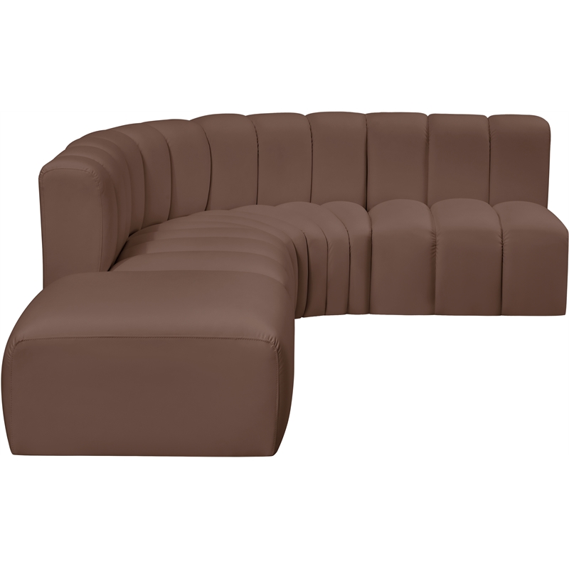 Meridian Furniture Arc Brown Vegan Leather Modular Sectional