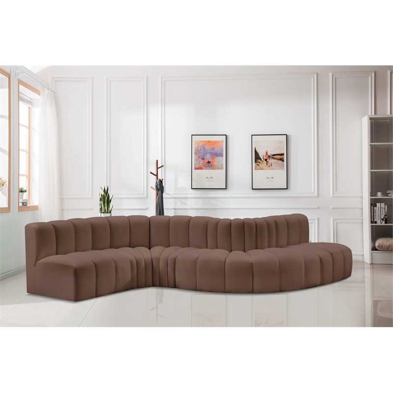 Meridian Furniture Arc Brown Vegan Leather Modular Sectional