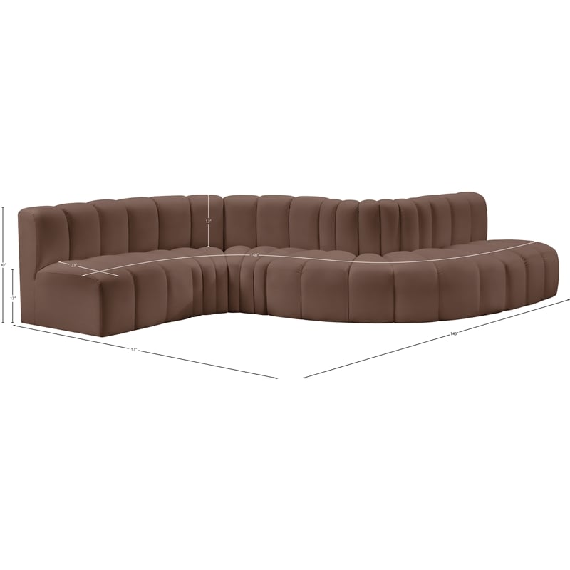 Meridian Furniture Arc Brown Vegan Leather Modular Sectional