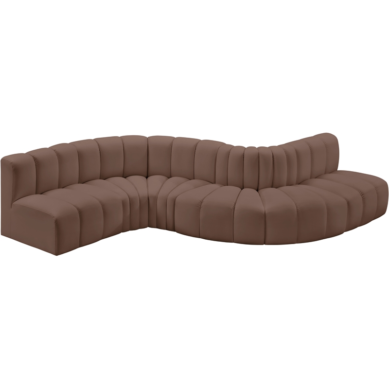 Meridian Furniture Arc Brown Vegan Leather Modular Sectional