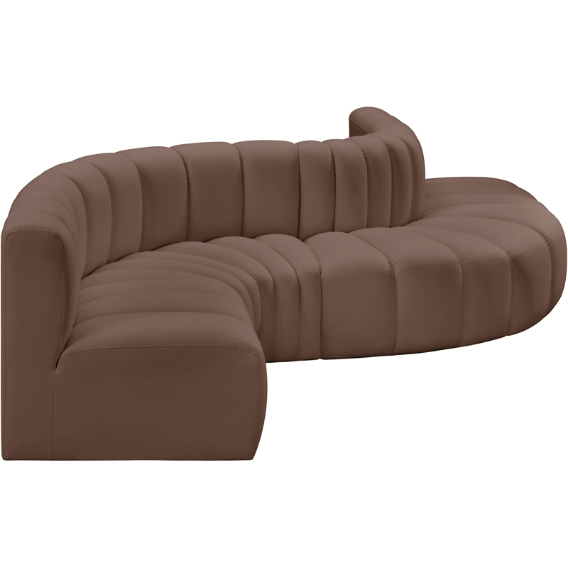 Meridian Furniture Arc Brown Vegan Leather Modular Sectional