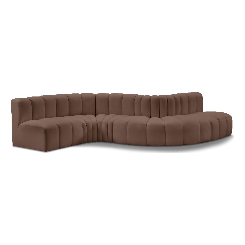 Meridian Furniture Arc Brown Vegan Leather Modular Sectional