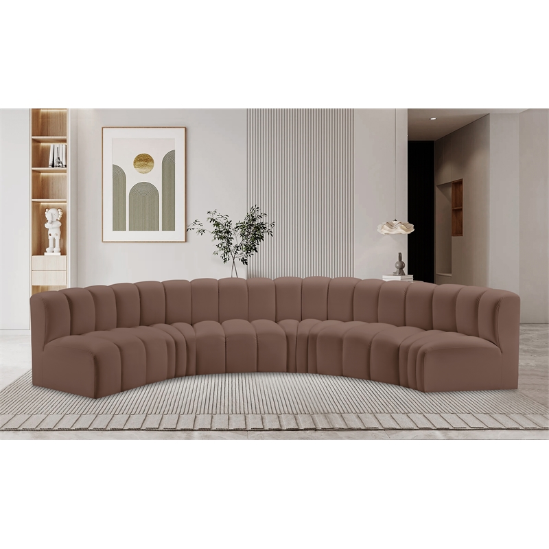 Meridian Furniture Arc Brown Vegan Leather Modular Sectional